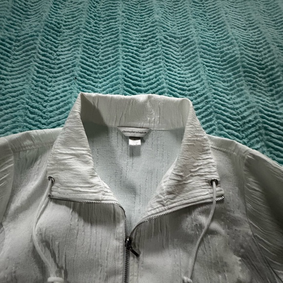 Women's Christopher & Banks Full Zip White Textured Jacket XL - Picture 7 of 11